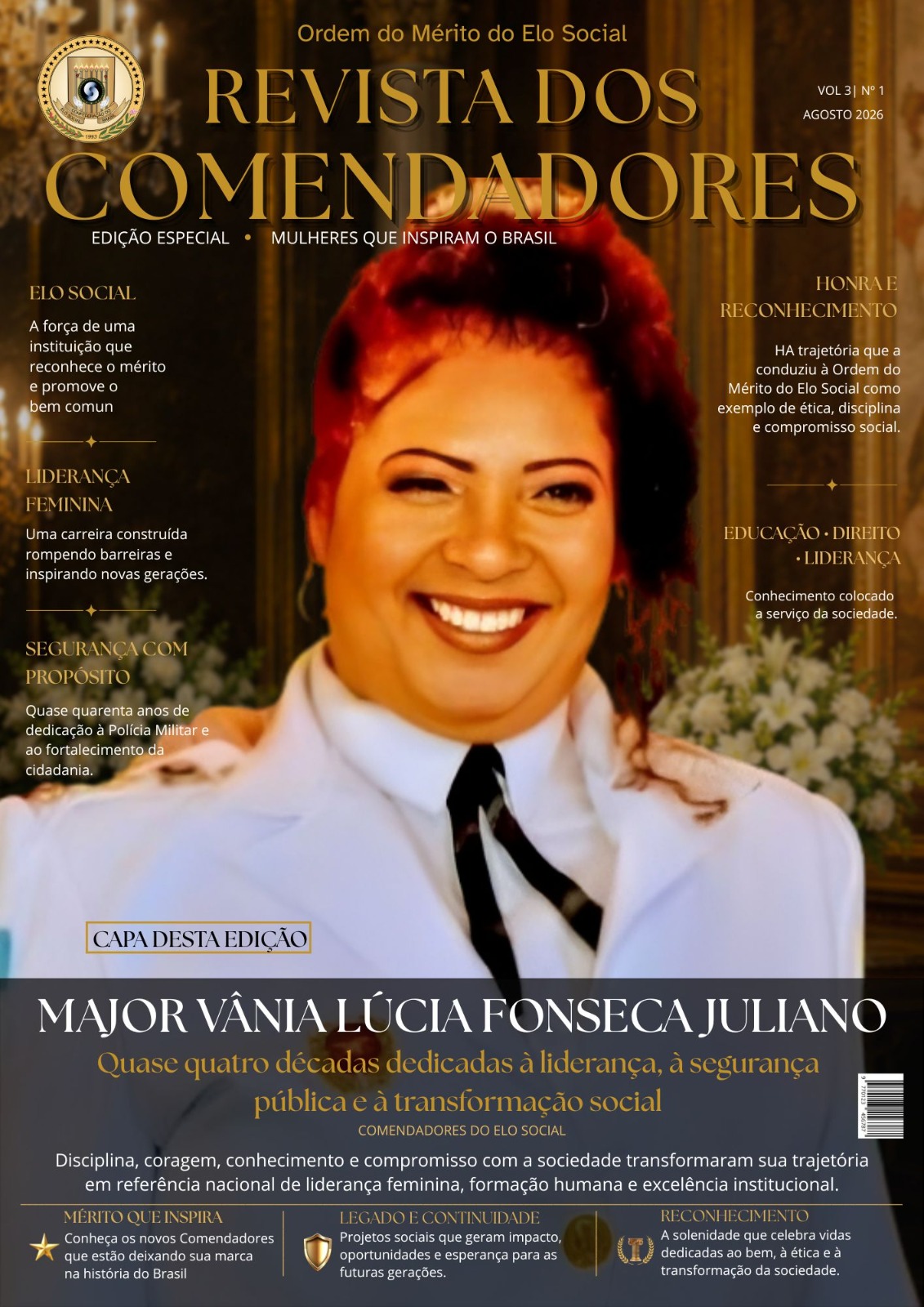 Capa da Revista dos Comendadores com Major Vânia Juliano