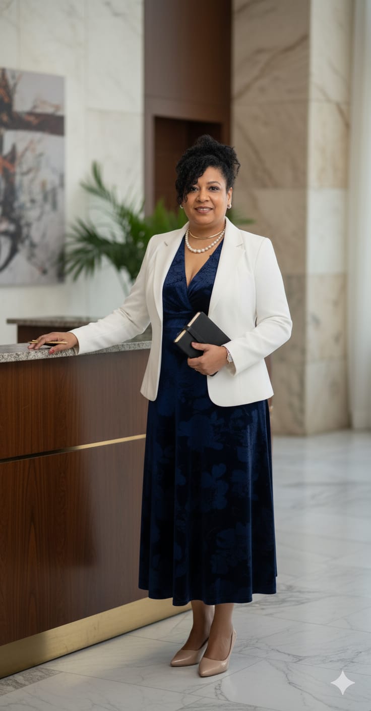 Vânia Juliano em retrato com blazer branco